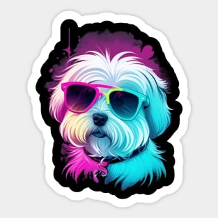 Cool Maltese Dog with Sunglasses Sticker